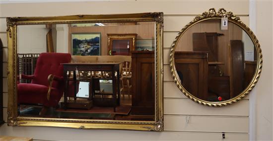 A gilt picture framed wall mirror and one other (2) Largest 100cm